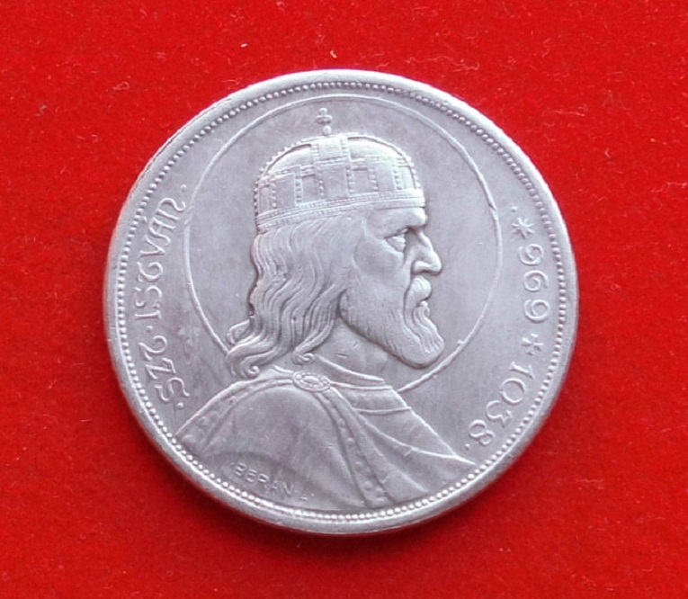 5 Pengö 1938 Ungarn Heiliger Stephan Szent István Belegexemplar