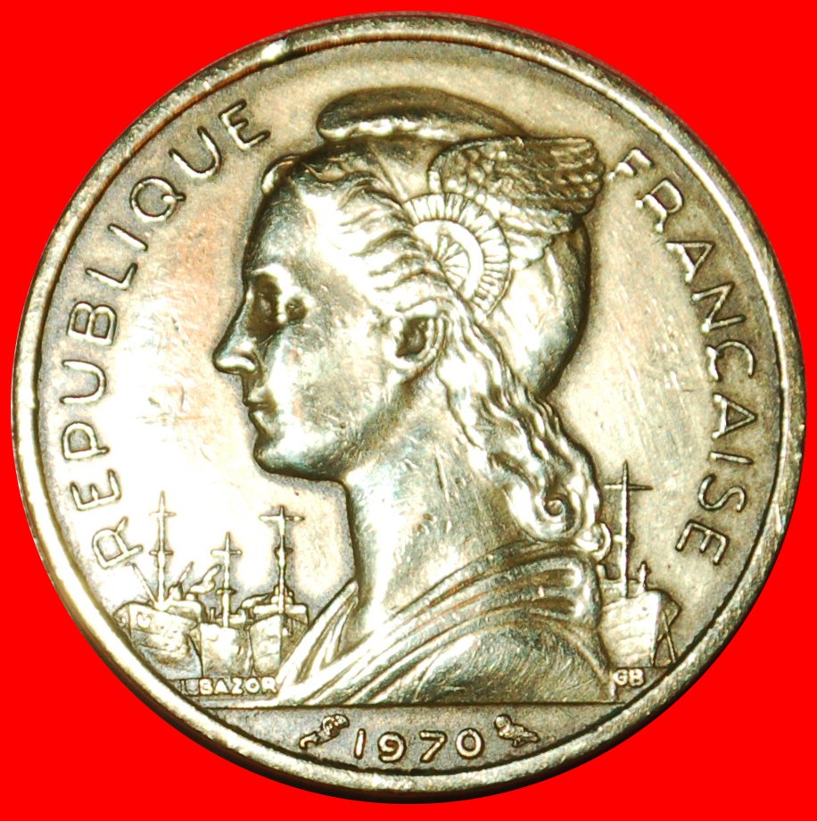  Ⰶ FRANCE (1969-1973): REUNION ★ 20 FRANCS 1970 SHIPS! RARE! ★ LOW START ★ NO RESERVE!   