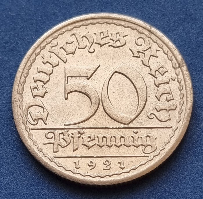 1232(8) 50 Pfennig (Weimarer Republik) 1921/A in UNC- ........................... von Berlin_coins