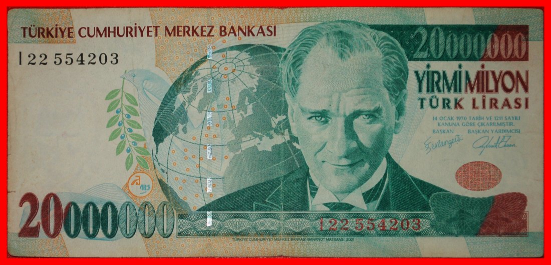 * ATATURK (1923-1938): TÜRKEI ★ 20000000 LIRA 2001 EPHESUS! RARITÄT!★OHNE VORBEHALT!