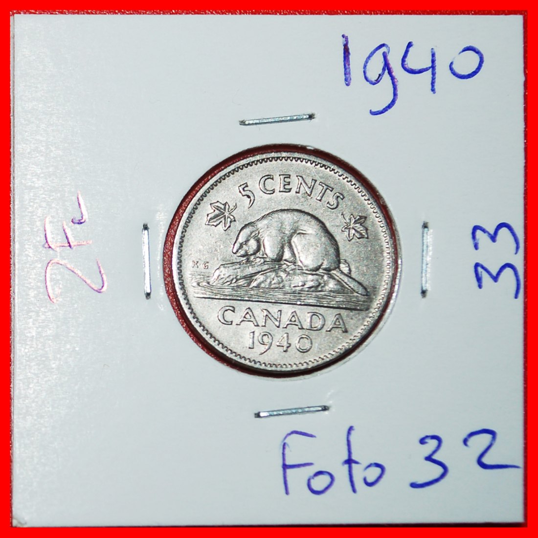 Ⰶ KRIEGSZEIT (1939-1945): KANADA ★ 5 CENT 1940! GEORG VI. (1937-1952) IN PACKUNG!★OHNE VORBEHALT!