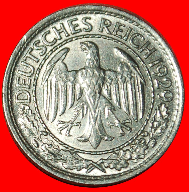  Ⰶ ADLER (1927-1938): DEUTSCHLAND ★ 50 PFENNIG 1929A UNGEWÖHNLICH uSTG STEMPELGLANZ! OHNE VORBEHALT!   