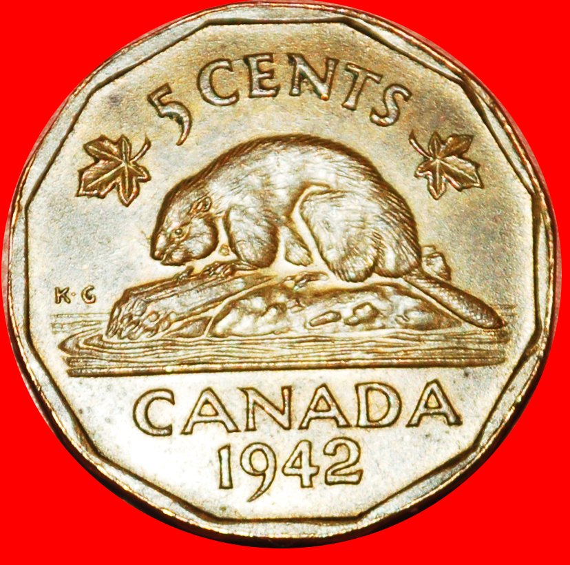 Ⰶ KRIEGSZEIT (1939-1945): KANADA ★ 5 CENT 1942 GELB! GEORG VI. (1937-1952)★OHNE VORBEHALT!