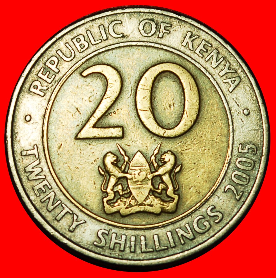 Ⰶ GREAT BRITAIN (2005-2009): KENYA ★ 20 SHILLINGS 2005 COCK AND LIONS!★LOW START ★ NO RESERVE!