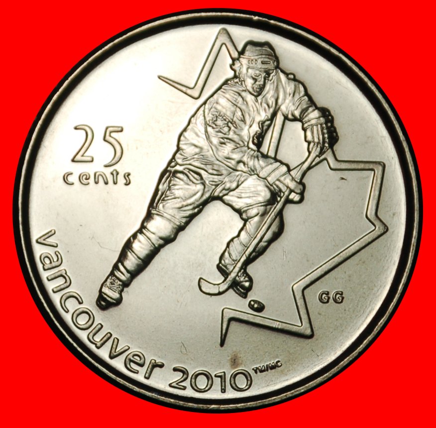 Ⰶ EISHOCKEY 2010: KANADA ★ 25 CENT 2007 STG STEMPELGLANZ! ★ELISABETH II. 1953-2022★OHNE VORBEHALT!