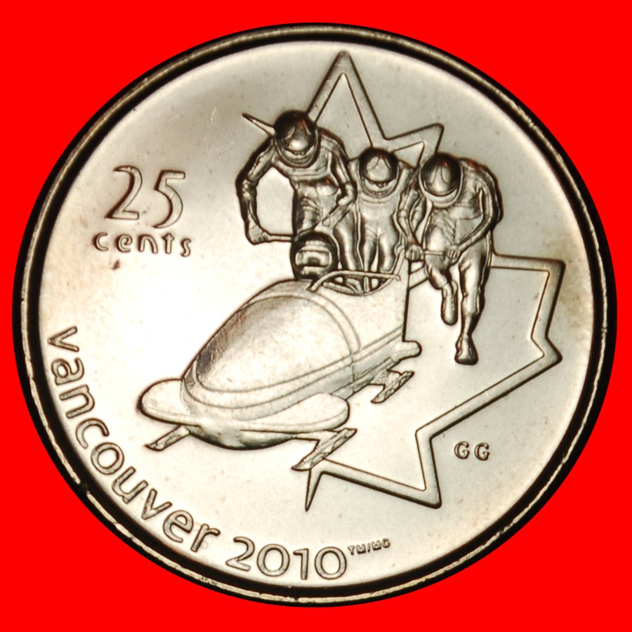 Ⰶ SLEIGHS 2010:CANADA★25 CENTS 2008 UNC MINT LUSTRE★ELIZABETH II (1953-2022) LOW START ★ NO RESERVE!