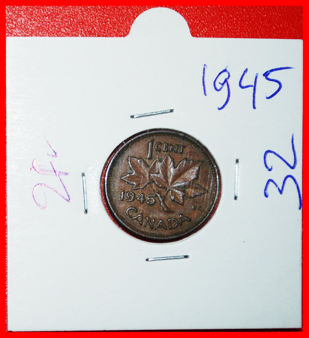 Ⰶ WAR ISSUE (1939-1945): CANADA★1 CENT 1945! GEORGE VI (1937-1952) IN HOLDER★LOW START ★ NO RESERVE!