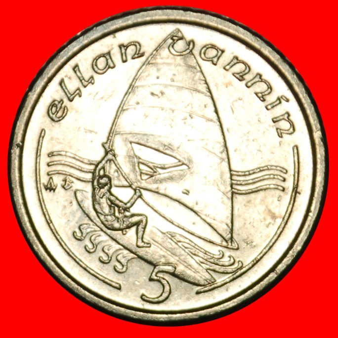 Ⰶ GROSSBRITANNIEN 1990-1993: INSEL MAN★5 PENCE 1991AB SCHIFF★ELISABETH II. 1953-2022★OHNE VORBEHALT!