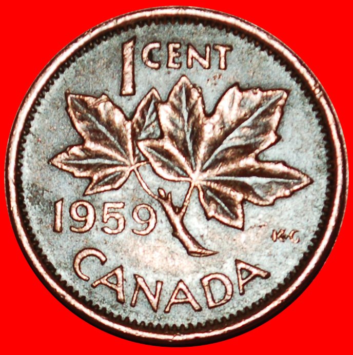 Ⰶ NICHT NACKT (1953-1964): KANADA ★ 1 CENT 1959! ELISABETH II. (1953-2022) ★OHNE VORBEHALT!