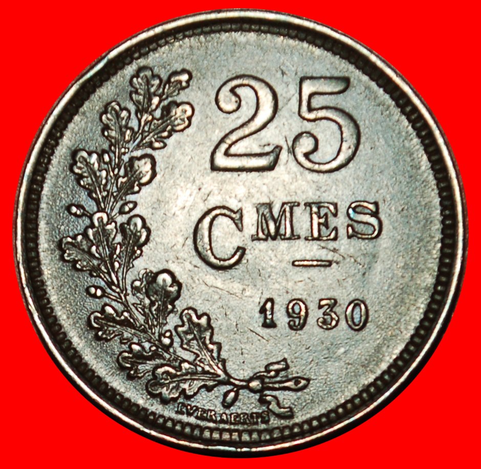Ⰶ BELGIUM: LUXEMBOURG ★ 25 CENTIMES 1930 STARS! CHARLOTTE (1919-1964) ★LOW START ★ NO RESERVE!