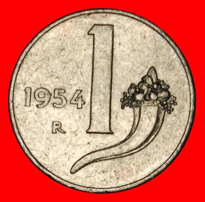 Ⰶ CORNUCOPIA (1951-2001): ITALY ★ 1 LIRA 1954R ASTRONOMY! LOW START ★ NO RESERVE!