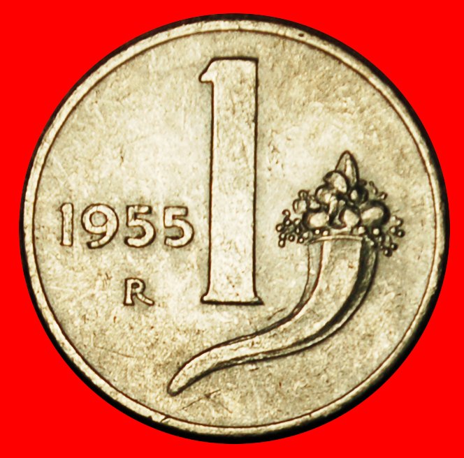 Ⰶ FÜLLHORN (1951-2001): ITALIEN ★ 1 LIRA 1955R ASTRONOMIE! OHNE VORBEHALT!