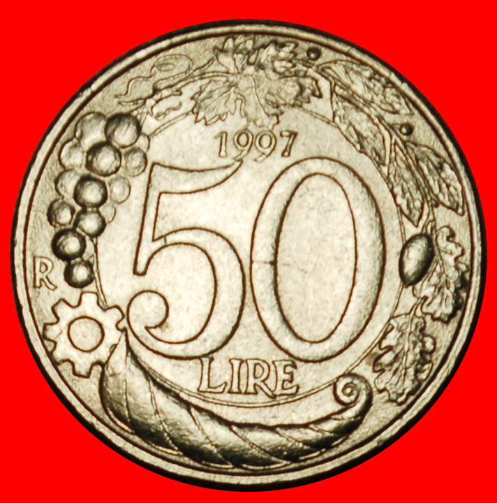 Ⰶ TURRETED ALLEGORY (1996-2001): ITALY ★ 50 LIRAS 1997R! MINT LUSTRE! LOW START ★ NO RESERVE!