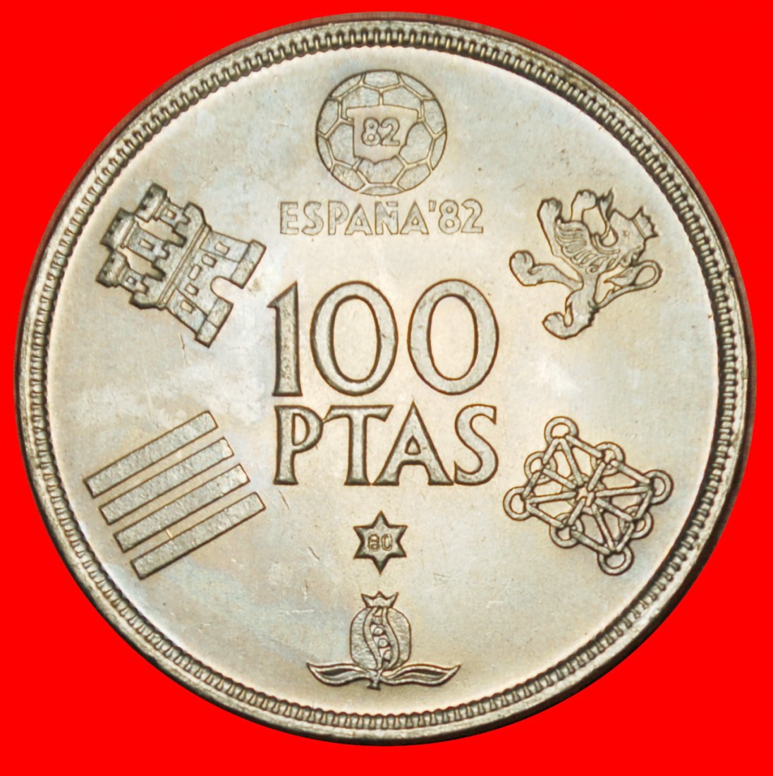 Ⰶ FOOTBALL 1982: SPAIN ★100 PESETAS 1980 (1980) UNC! JUAN CARLOS I 1975-2014★LOW START ★ NO RESERVE!