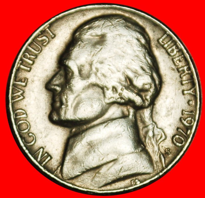 Ⰶ MONTICELLO (1938-2003): USA ★ 5 CENTS 1970S! JEFFERSON (1801-1809)★LOW START ★ NO RESERVE!