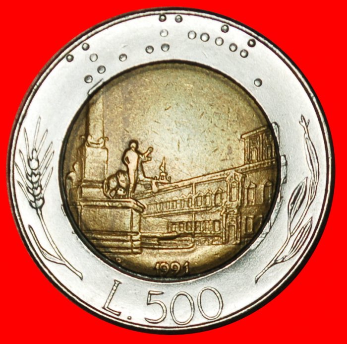 Ⰶ ROM (1982-2001): ITALIEN ★ 500 LIRA 1991R BI-METALLISCH! OHNE VORBEHALT!