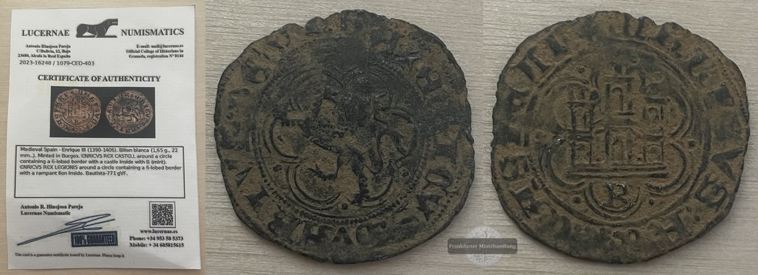  Spanien im Mittelalter, Billion blanca, Enrique III. (1390-1406)   FM-Frankfurt   