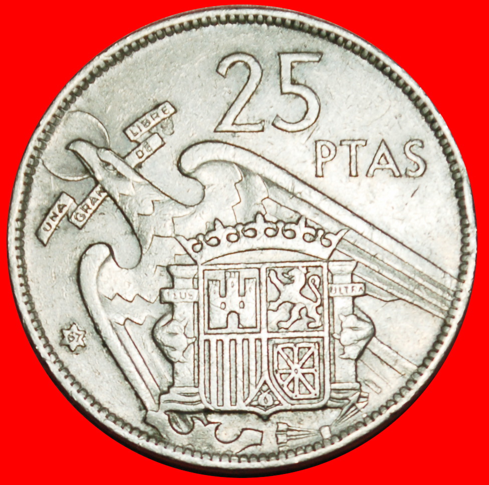 Ⰶ GENERALISSIMUS FRANCO (1936-1975): SPANIEN ★ 25 PESETA 1967 (1957)!★OHNE VORBEHALT!