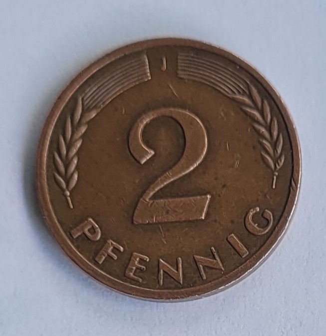 2 Pfennig Jahrgang 1969 (J) BRD Umlaufmünze Magnetisch, gut erhal