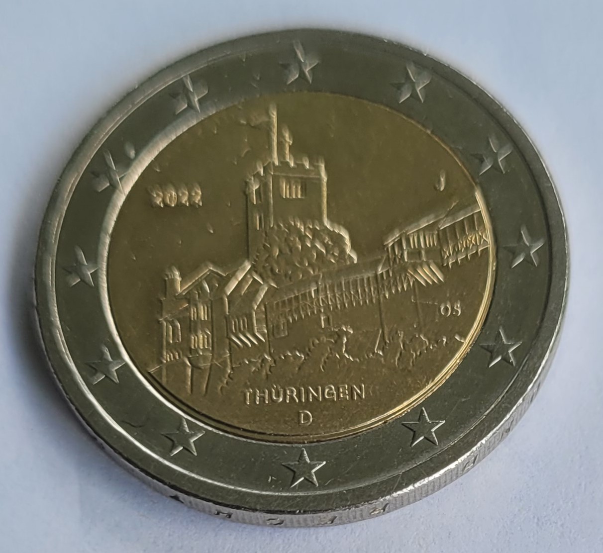  2 Euro Münze Thüringen mit Herstellungsfehler   