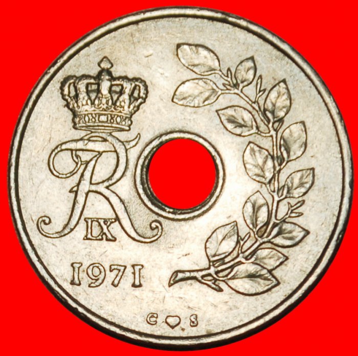 Ⰶ MONOGRAM (1966-1972): DENMARK ★ 25 ORE 1971! FREDERICK IX (1899-1972)★LOW START★NO RESERVE!