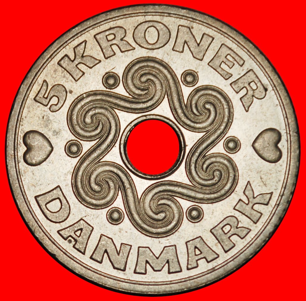 Ⰶ HEARTS (1990-2023): DENMARK★5 CROWNS 1994 DIES 2+B! MARGRETHE II (1972-) UNC★LOW START★NO RESERVE!