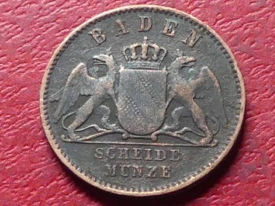  Alte Münze Baden 1 Kreuzer 1863 Friedrich I   