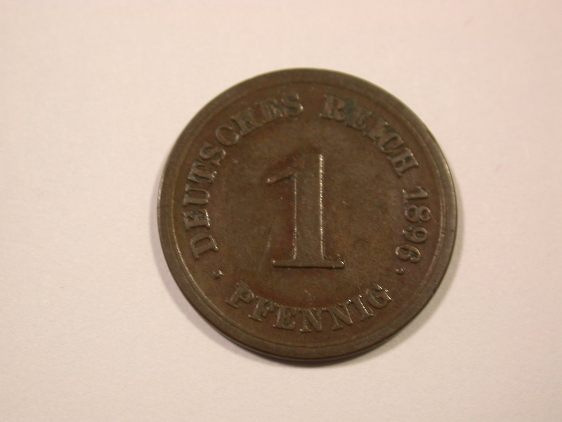 I6 KR 1 Pfennig 1896 E in ss Originalbilder