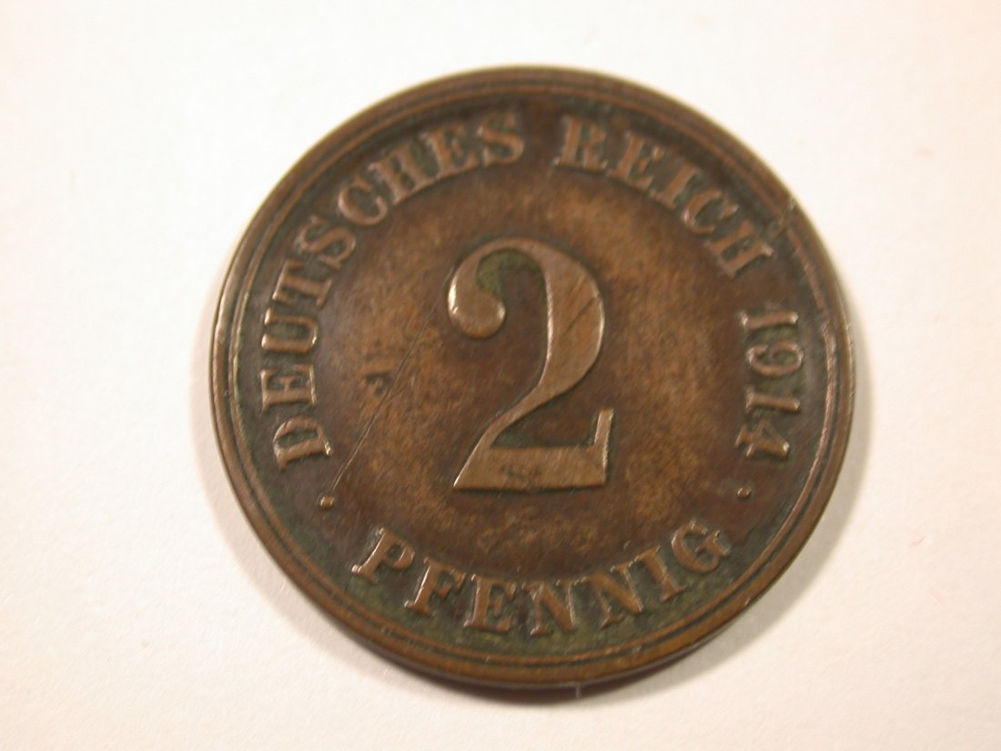 I6 KR 2 Pfennig 1914 E in ss Originalbilder