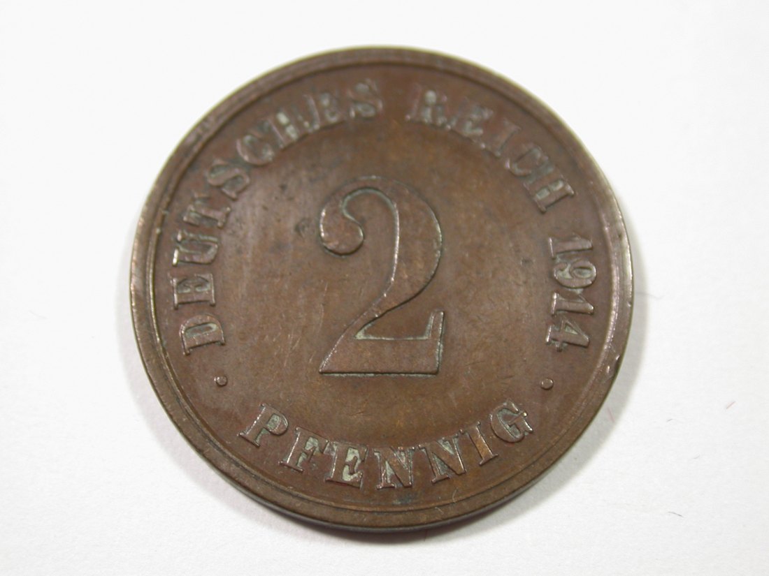 I6 KR 2 Pfennig 1914 J in ss Originalbilder