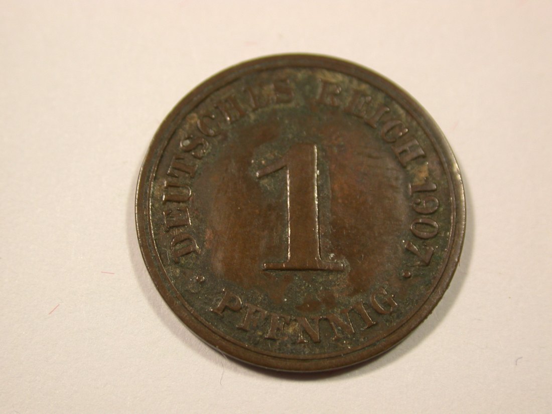  I6 KR  1 Pfennig 1907 J in ss  Originalbilder   