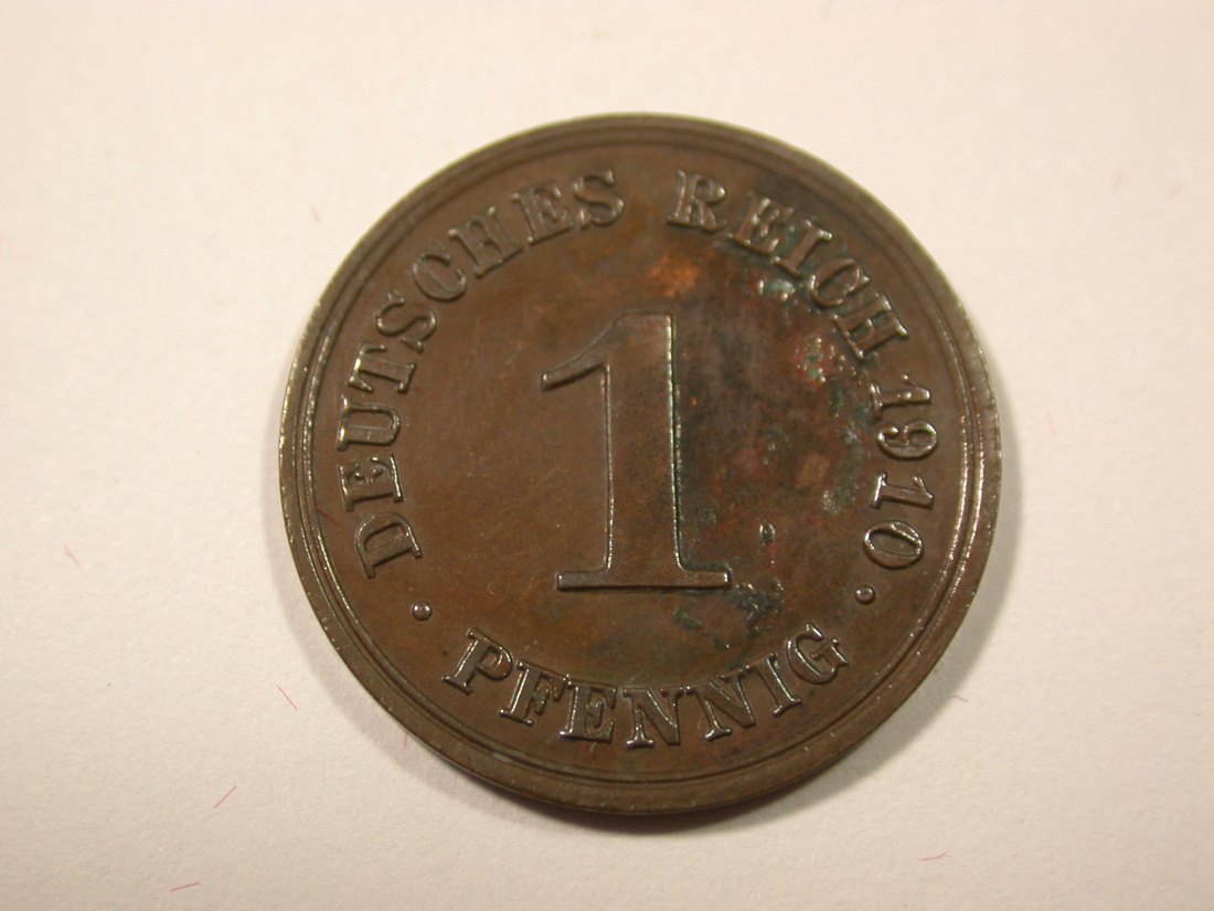 I6 KR 1 Pfennig 1910 F in ss/ss-vz Originalbilder