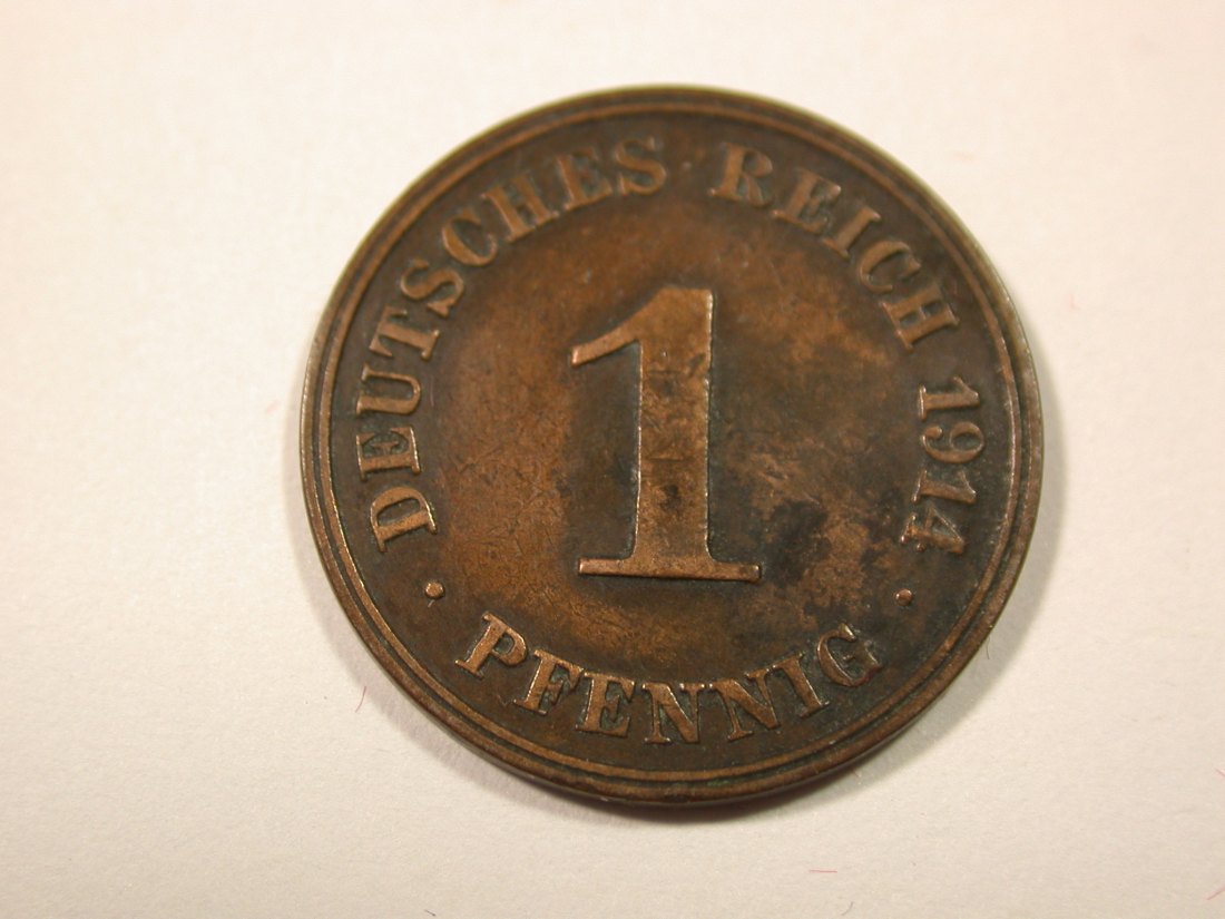 I6 KR 1 Pfennig 1914 J in ss Originalbilder