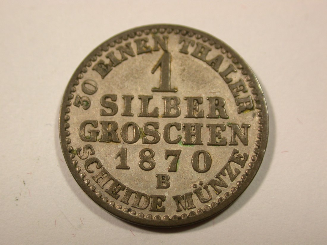 I6 Preussen 1 Silbergroschen 1870 B in vz+/vz-st Originalbilder