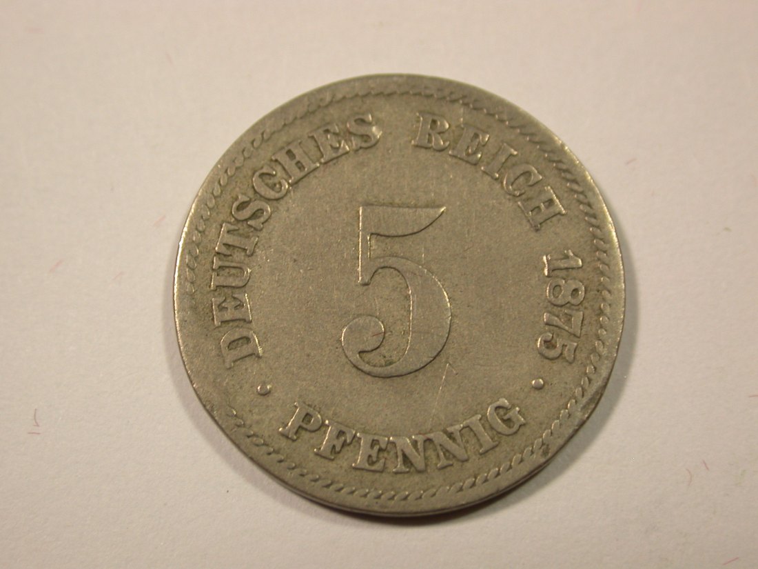 I6 KR 5 Pfennig 1875 F in s-ss Originalbilder