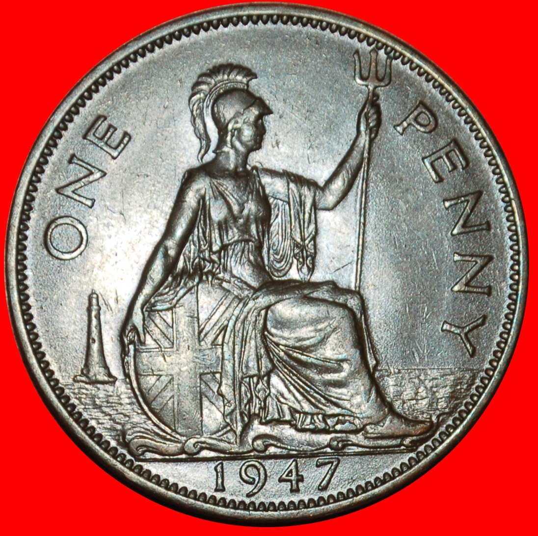 Ⰶ 2 SOLD MISTRESS OF SEAS INDIA:GREAT BRITAIN★PENNY 1947 GEORGE VI 1937-1952★LOW START ★ NO RESERVE!