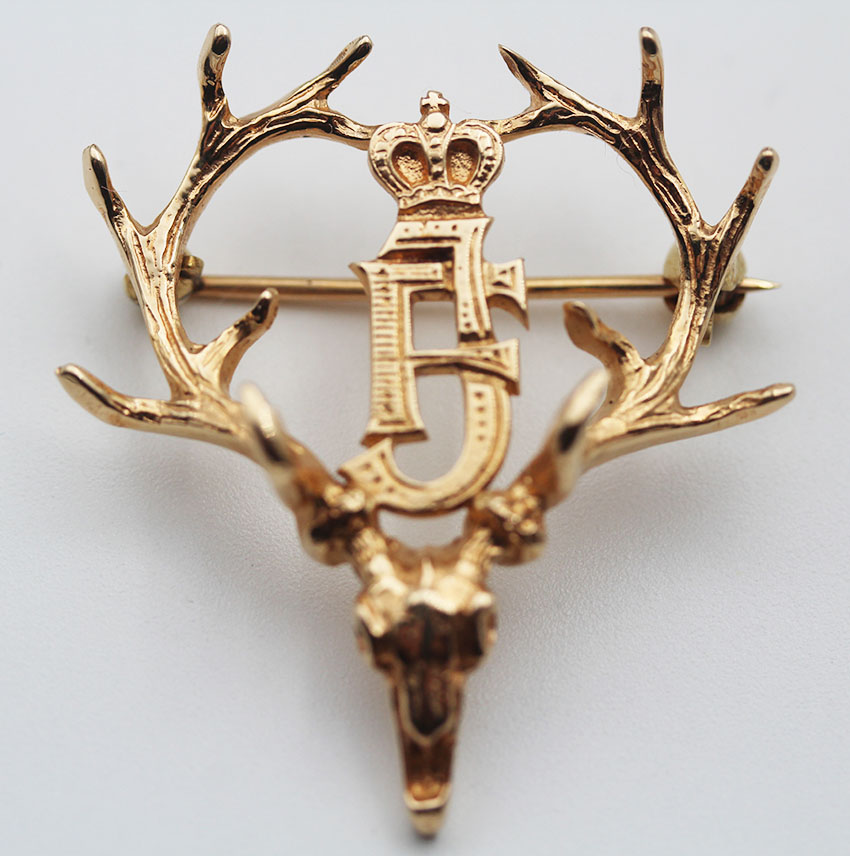 Jäger Brosche,monogramm Fürst Franz Joseph II von und zu Liechtenstein,Etui,Gold