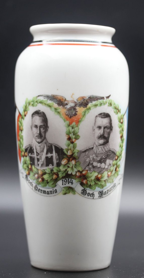 WK I, Patriotika ,Vase mit den Herrschern Preussens und Bayerns ,Q-16