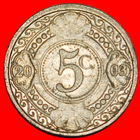 Ⰶ NO ARUBA (1989-2023):NETHERLANDS ANTILLES★5 CENTS 2003★BEATRIX (1980-2013)★LOW START ★ NO RESERVE!
