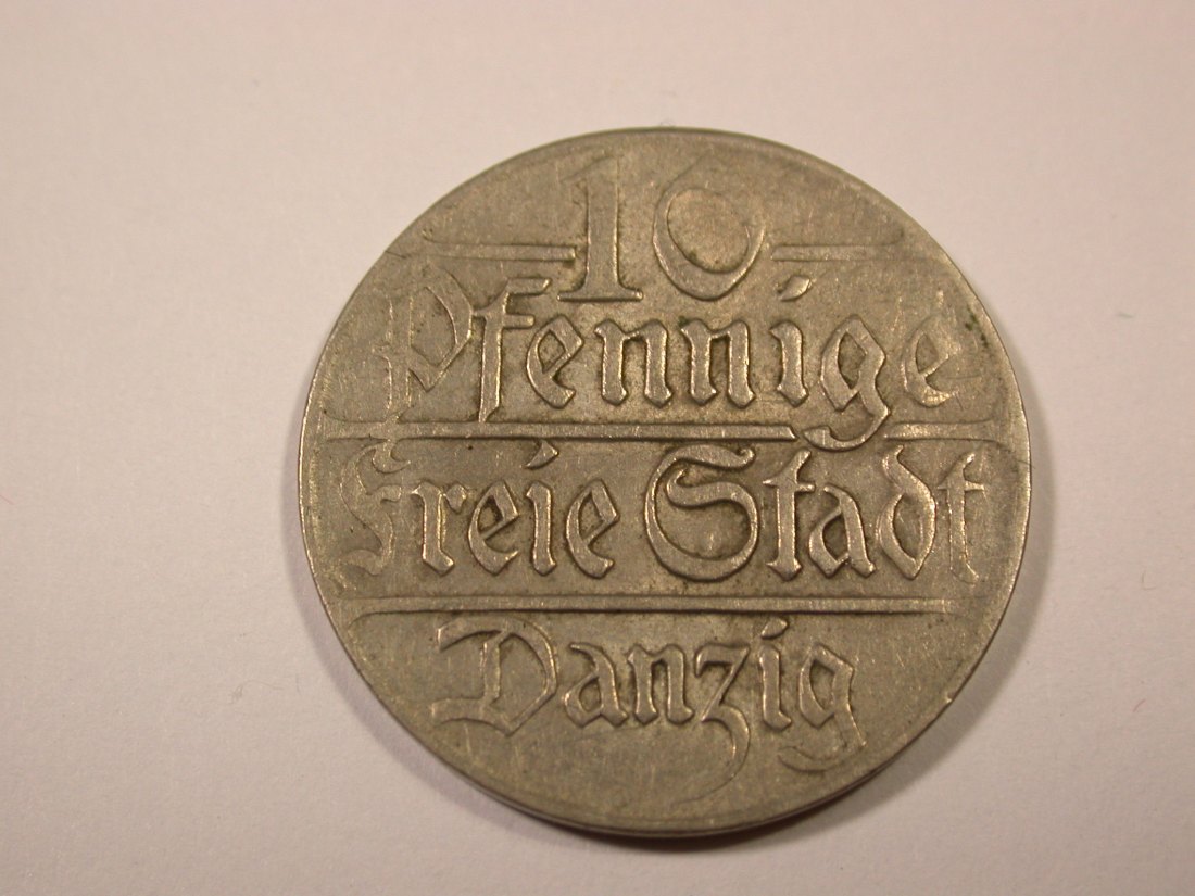 I7 Danzig 10 Pfennig 1923 in ss+/ss-vz Originalbilder