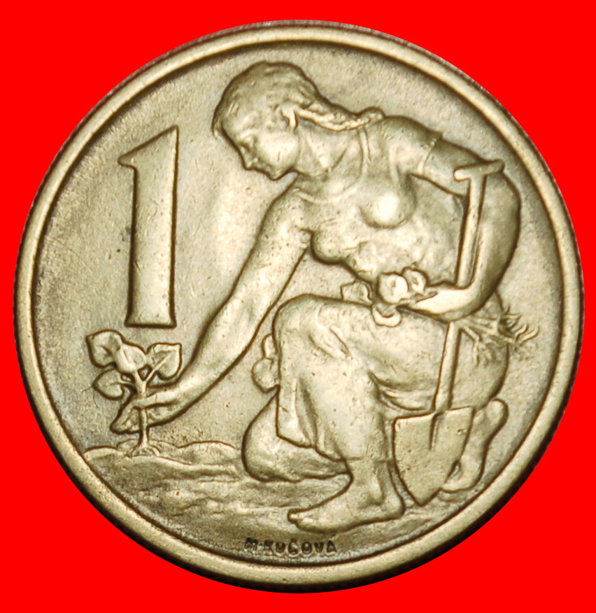  Ⰶ KOMMUNISMUS (1957-1960): TSCHECHOSLOWAKEI ★ 1 KRONE 1957 STEMPEL A!★OHNE VORBEHALT!   