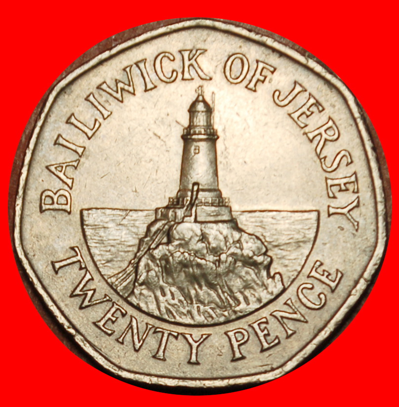 Ⰶ GREAT BRITAIN (1983-1997): JERSEY ★ 20 PENCE 1990 LIGHTHOUSE! UNCOMMON! ★LOW START ★ NO RESERVE!