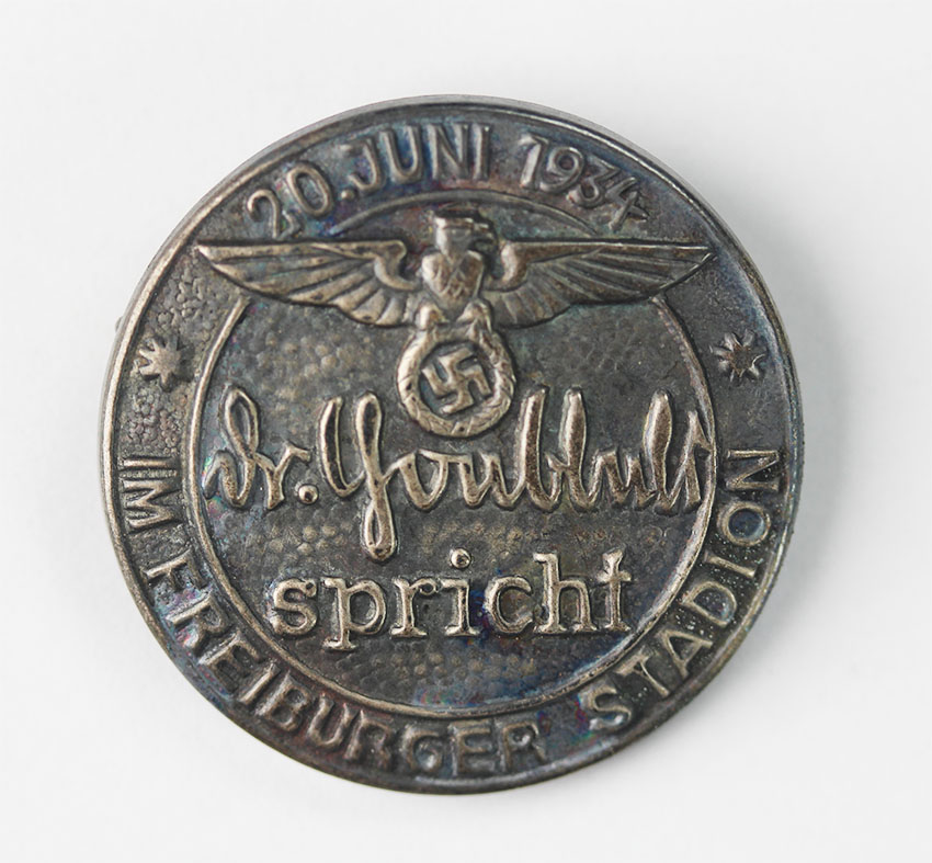 Abzeichen, Dr. Goebbels spricht am 20.Juni 1934 im Freiburger Stadion