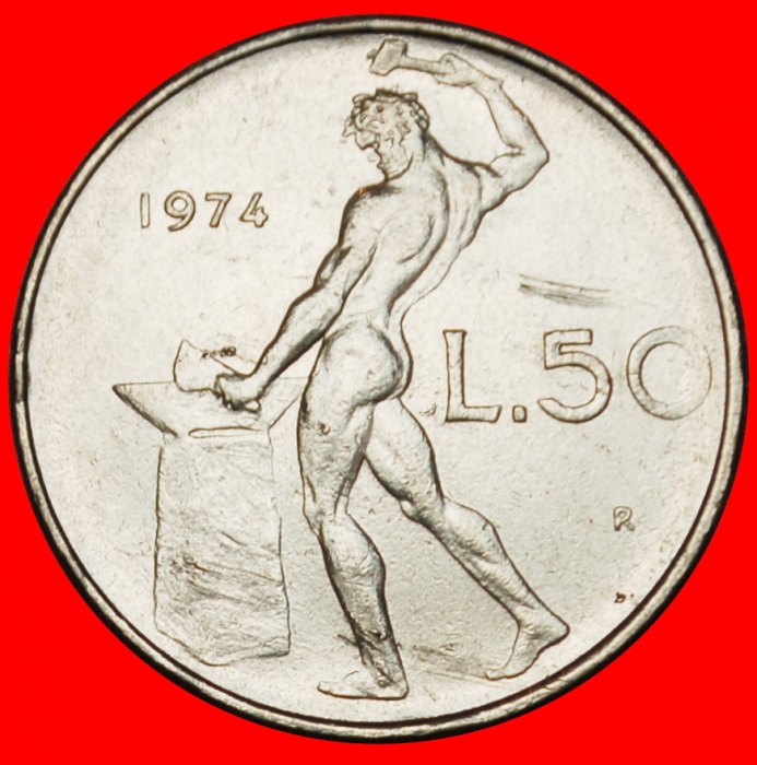 Ⰶ NUDE VULCAN (1954-1989): ITALY ★ 50 LIRAS 1974R! ★ LOW START ★ NO RESERVE!