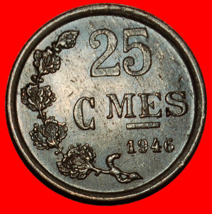 Ⰶ BELGIUM (1946-1947): LUXEMBOURG ★ 25 CENTIMES 1946 LION AND DIAMONDS! ★LOW START ★ NO RESERVE!