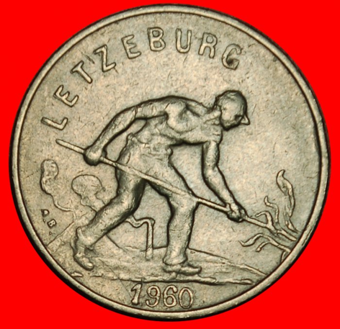 Ⰶ BELGIUM (1952-1964): LUXEMBOURG ★ 1 FRANC 1960 SEMI-NAKED WORKER! ★LOW START ★ NO RESERVE!