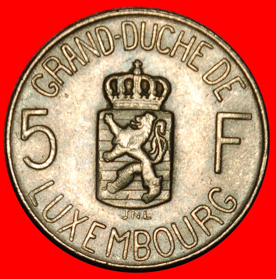 Ⰶ BELGIUM: LUXEMBOURG ★ 5 FRANCS 1962 LION! CHARLOTTE (1919-1964)! ★LOW START ★ NO RESERVE!