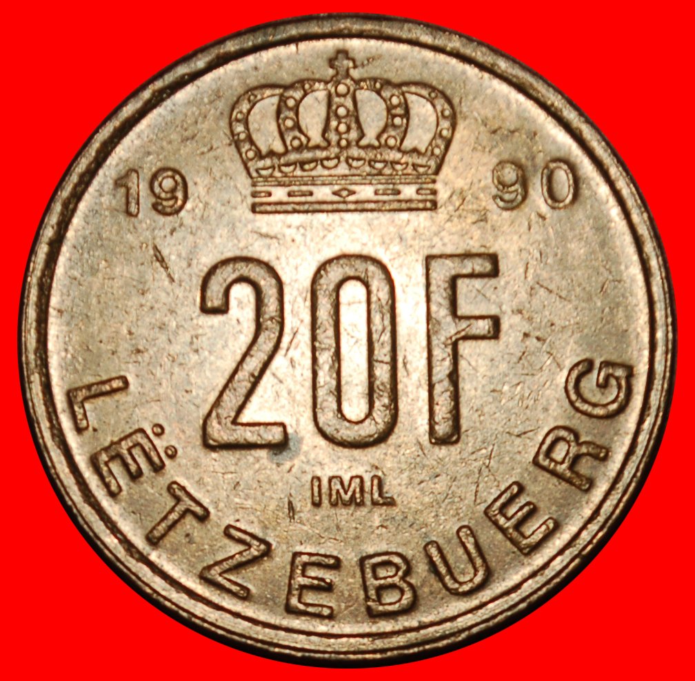 Ⰶ CROWN (1990-1995): LUXEMBOURG ★ 20 FRANCS 1990! JEAN (1964-2000)! LOW START ★ NO RESERVE!