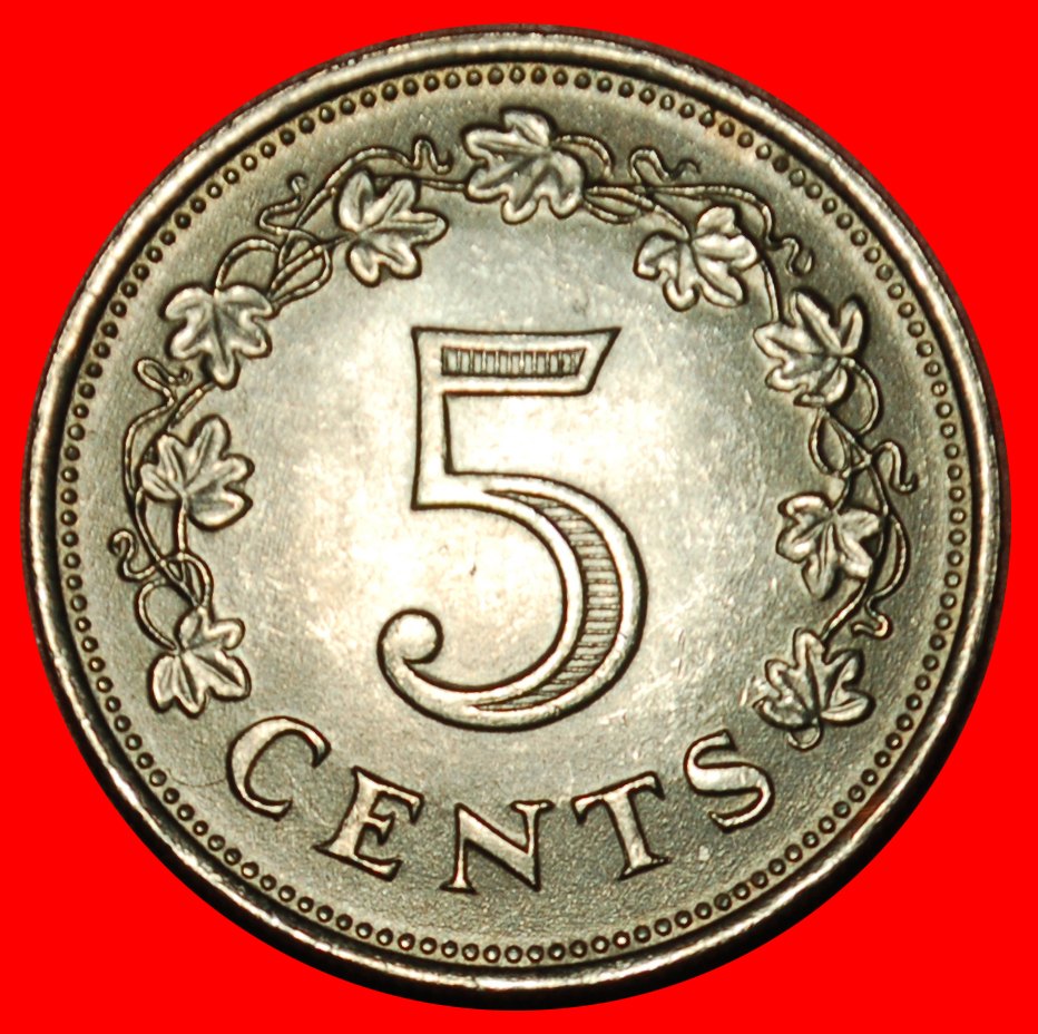  Ⰶ GROSSBRITANNIEN (1972-1981): MALTA ★ 5 CENT 1977 STG STEMPELGLANZ 4 DELPHINE★OHNE VORBEHALT!   