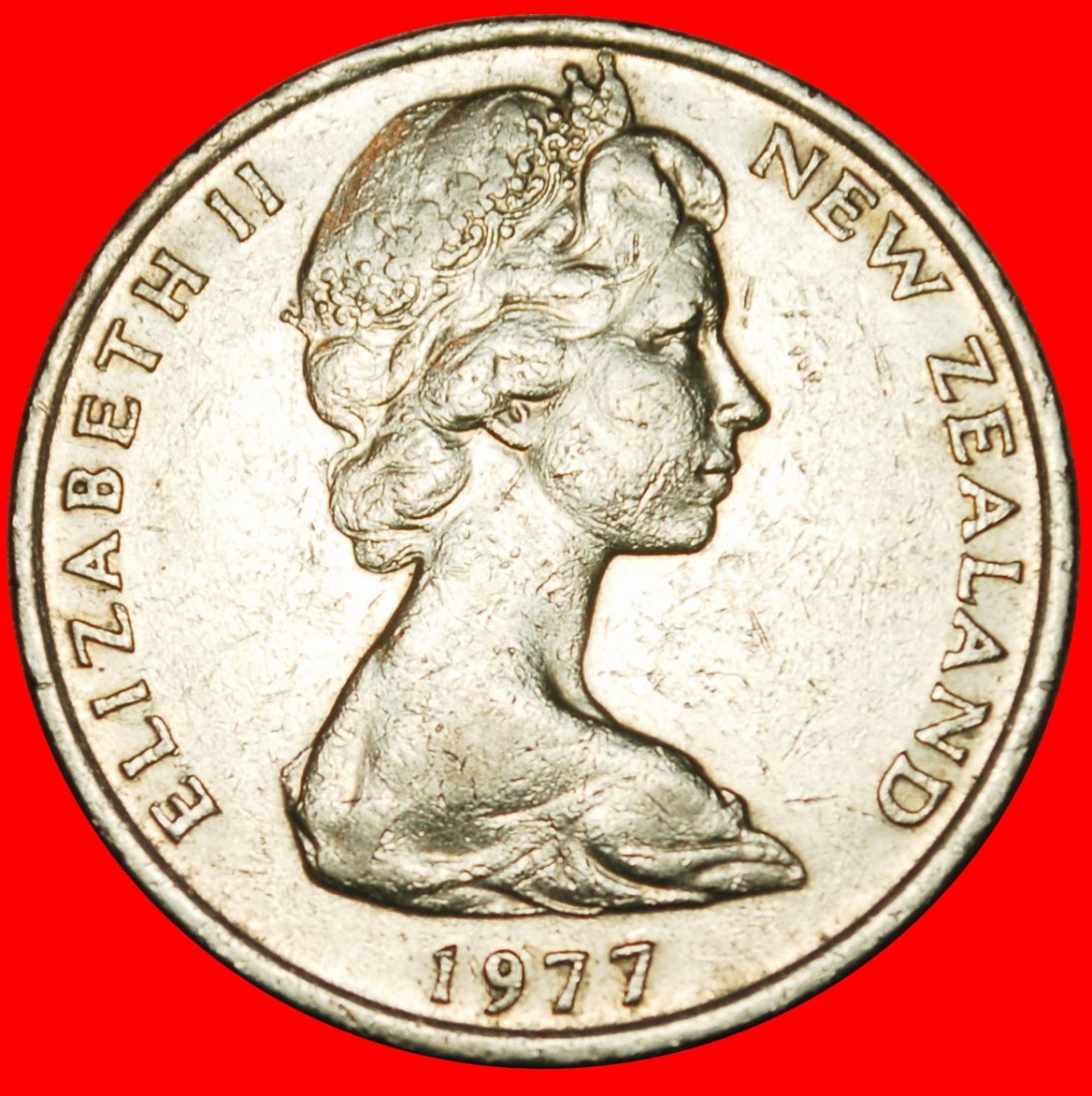  Ⰶ GROSSBRITANNIEN (1967-1985): NEUSEELAND★20 CENT 1977 KIWI★ELIZABETH II (1952-2022)★OHNE VORBEHALT!   